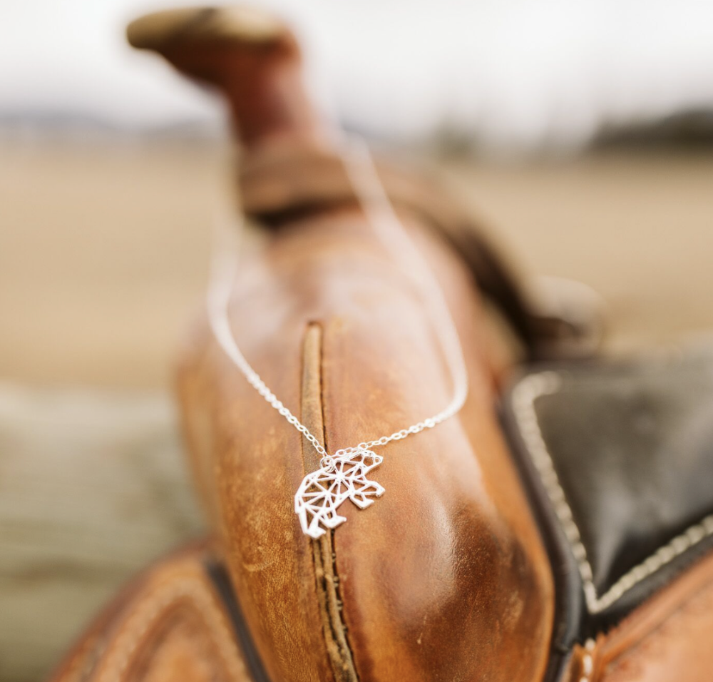 Geo Bear Necklace: Silver