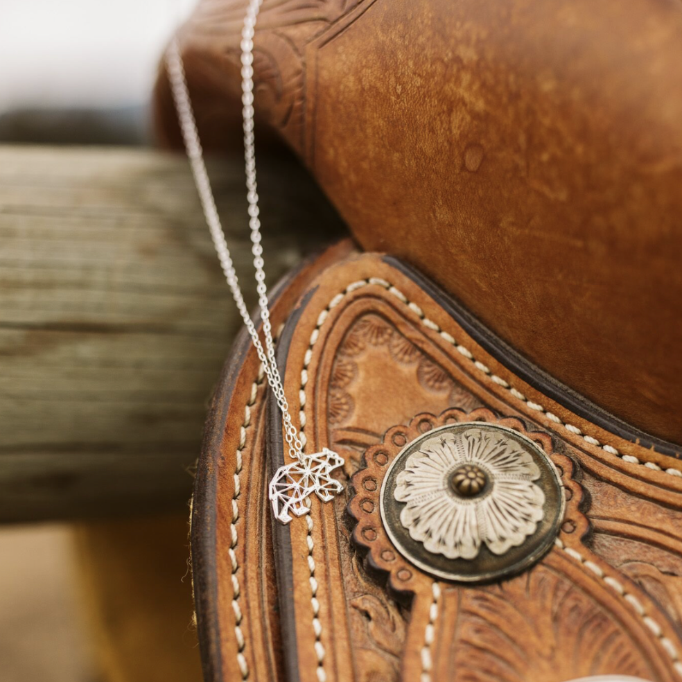 Geo Bear Necklace: Silver