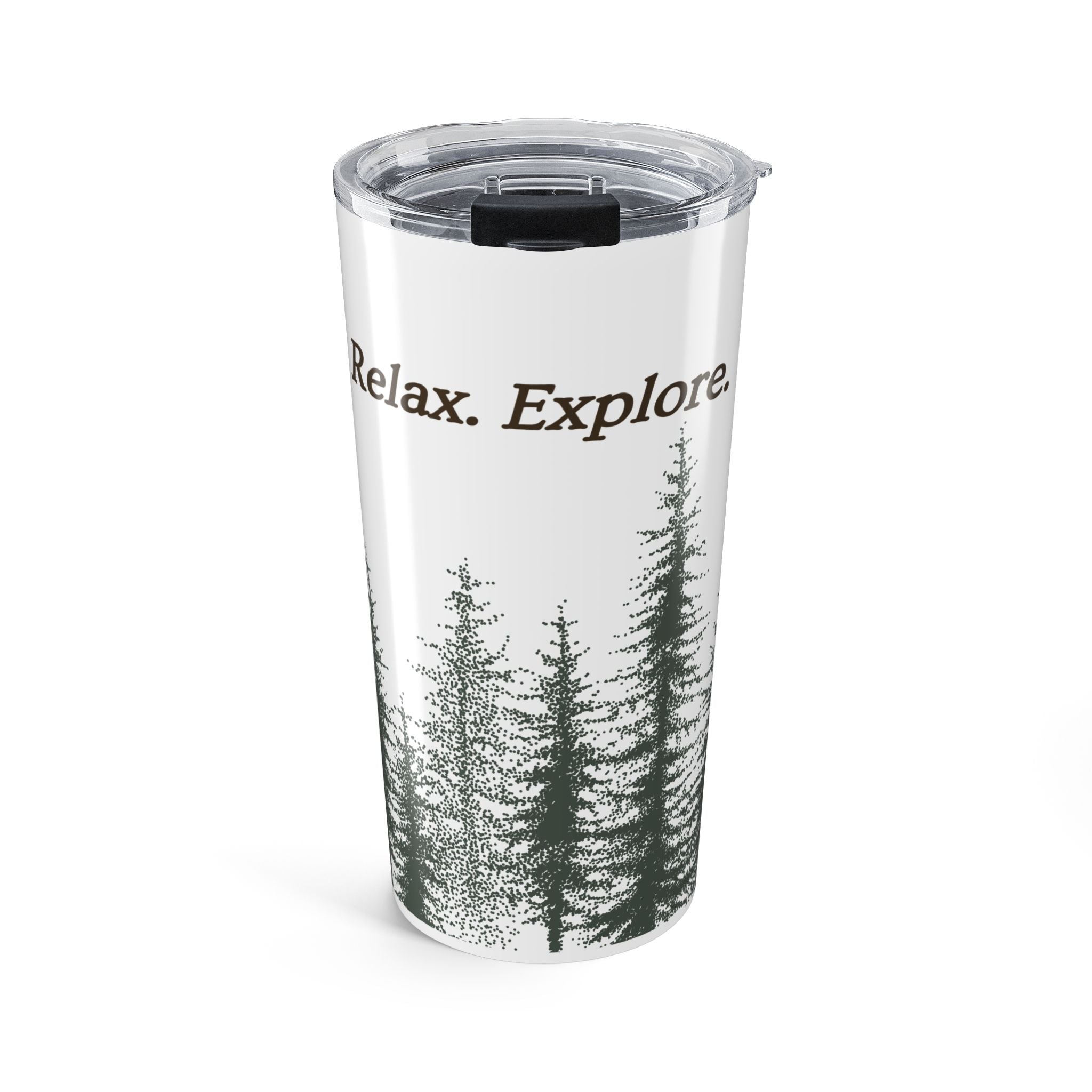 20oz Pine Forest Tumbler - "Ground. Relax. Explore." Travel Mug