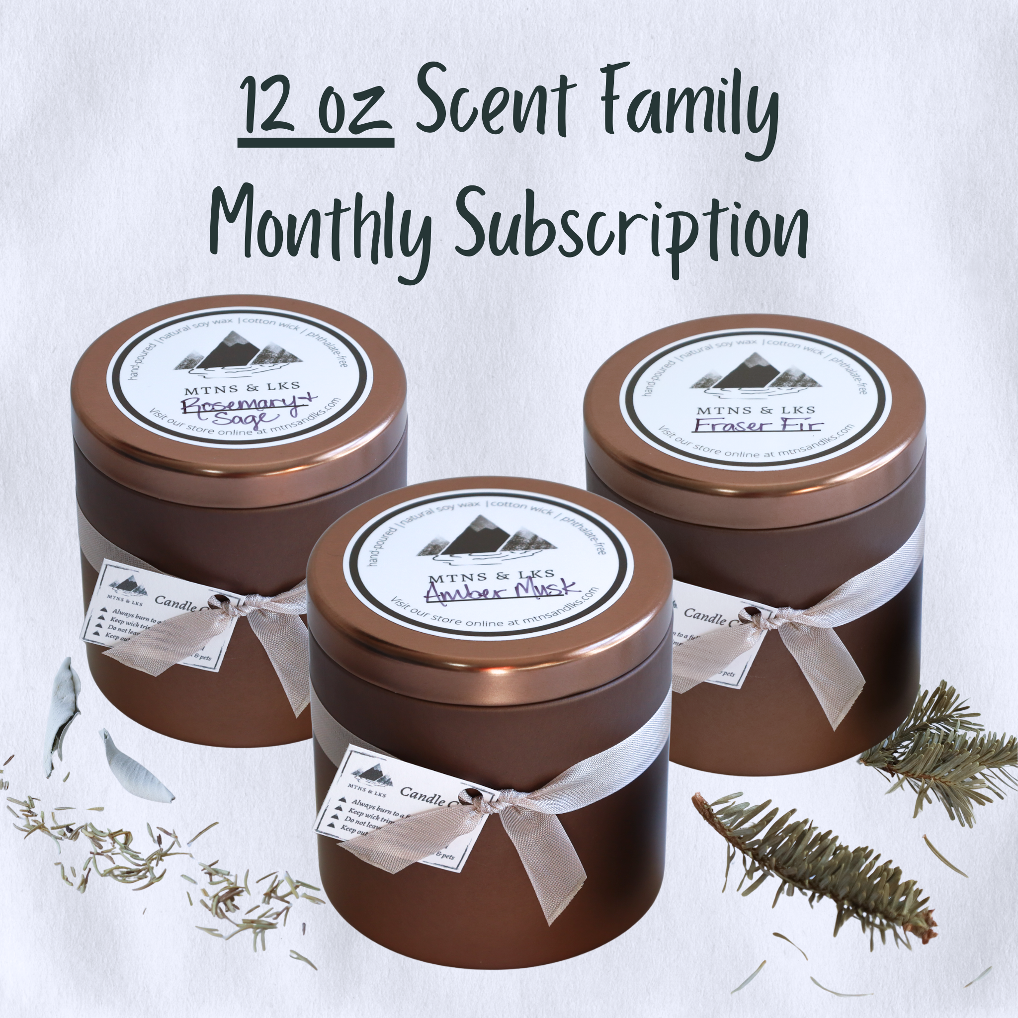 12 oz Scent Family Monthly Candle Subscription