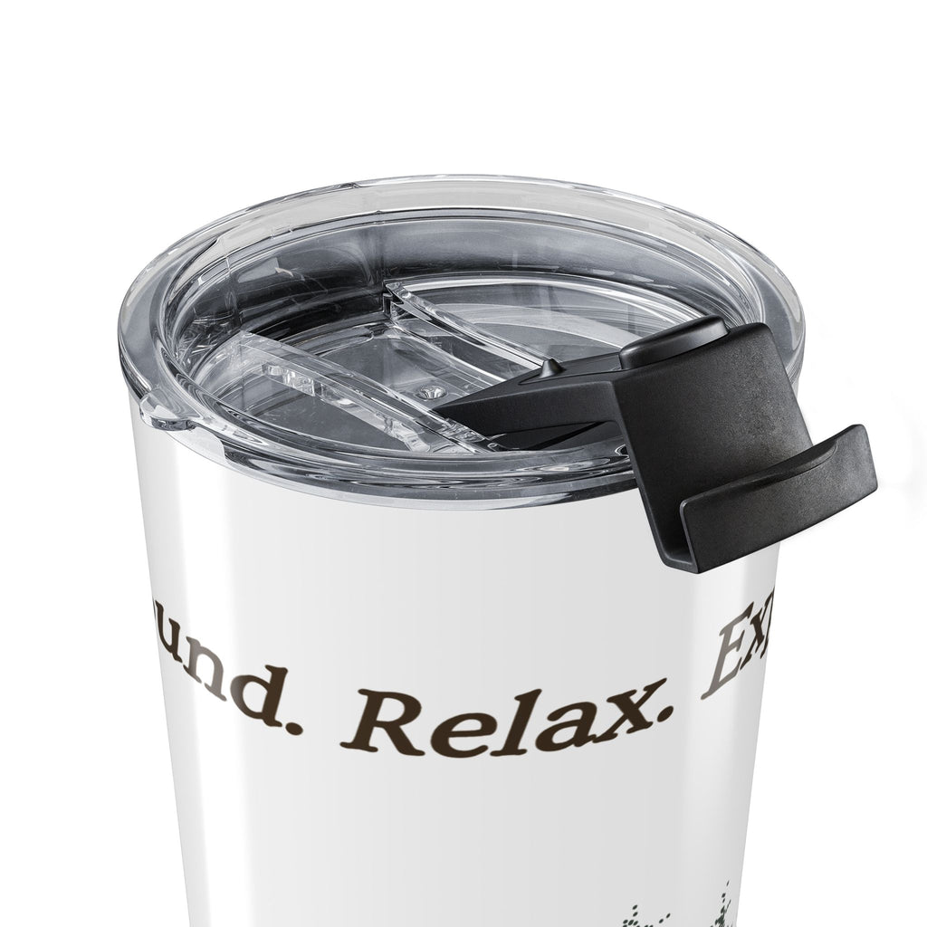 20oz Pine Forest Tumbler - "Ground. Relax. Explore." Travel Mug