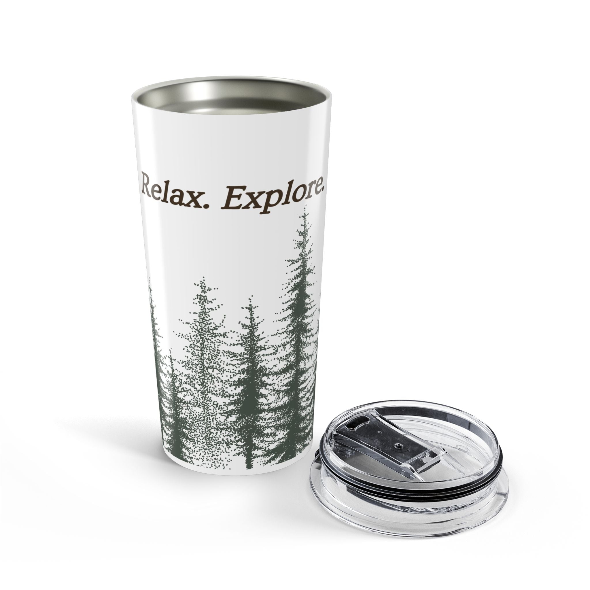 20oz Pine Forest Tumbler - "Ground. Relax. Explore." Travel Mug