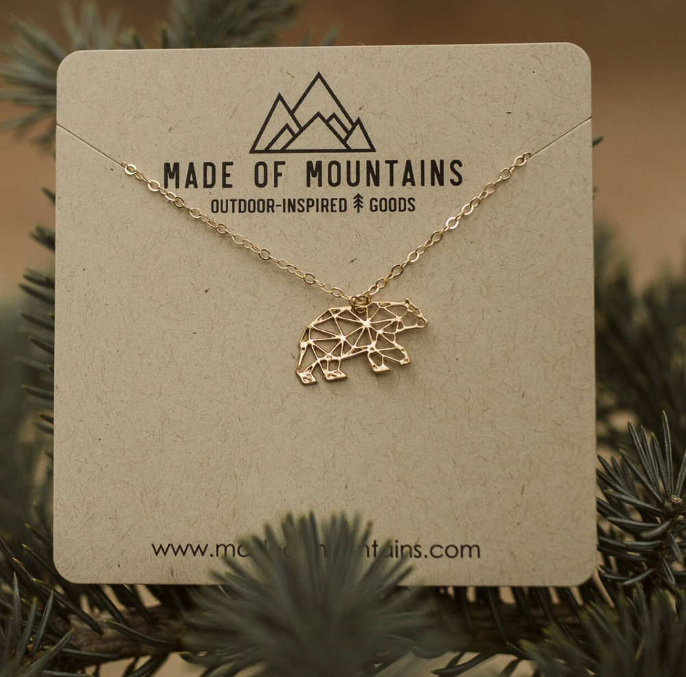 Geo Bear Necklace: Silver