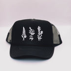 Wildflowers Adult Trucker Hat: Black